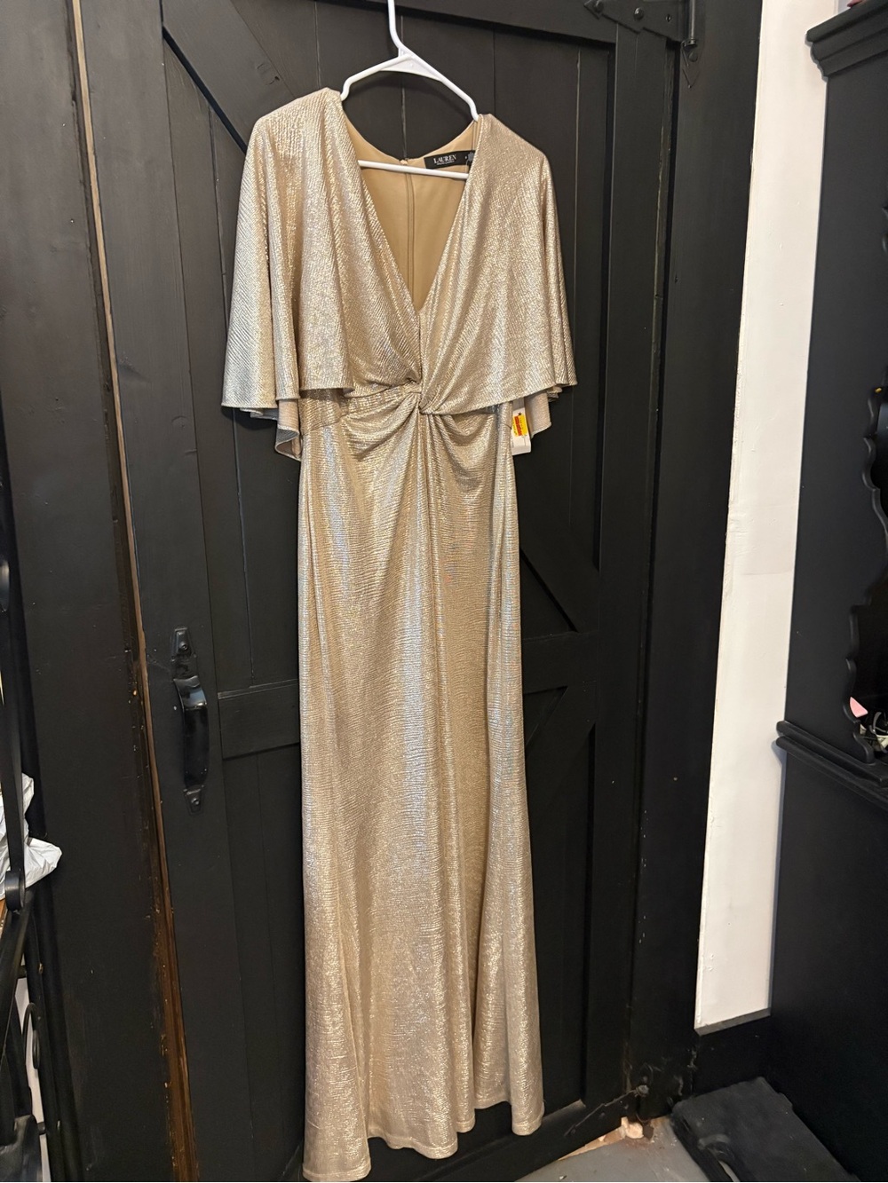 Ralph Lauren Shimmery Gold Twist-Front Maxi Dress - Picture 4 of 13